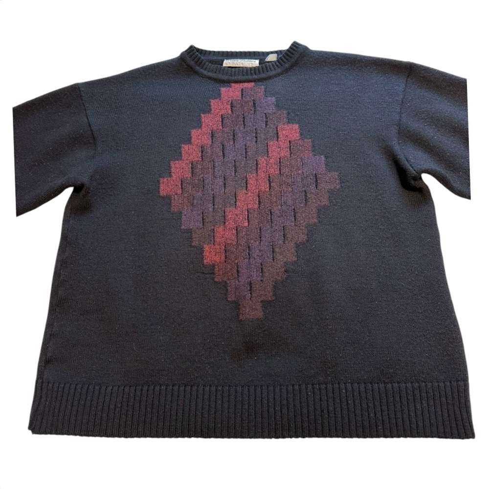 Klauss Boekler Vintage 90s Sweater Crew Neck Wool Blend Pullover Black - Medium